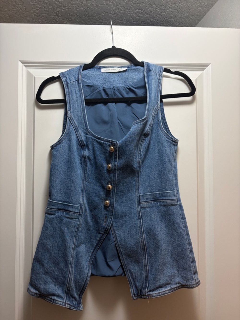 Altar'd State Blue Denim Jacket with Navy Detail